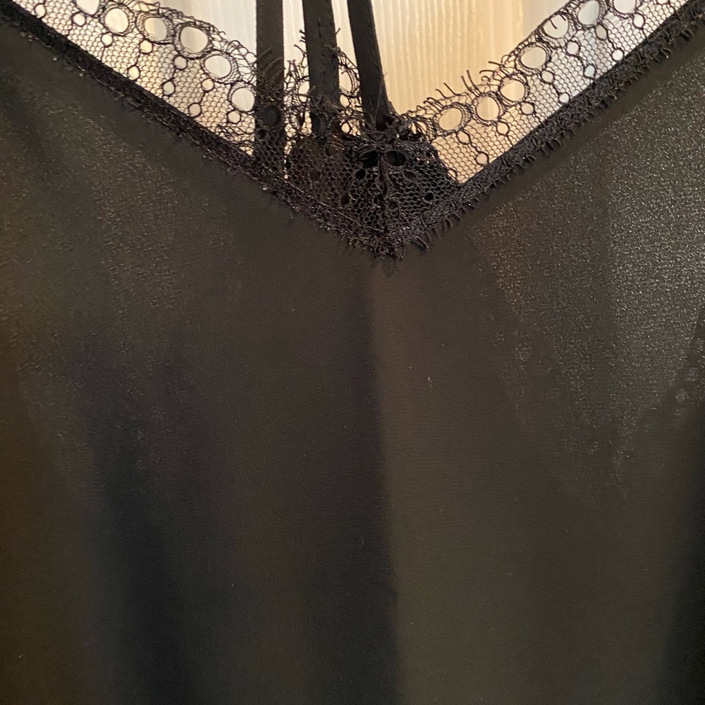 LOFT Black Lace Detail Blouse
